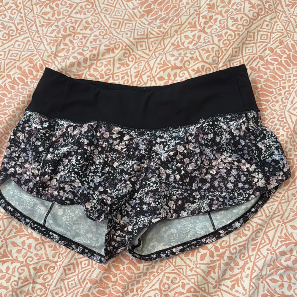 Floral Black Athletic Shorts